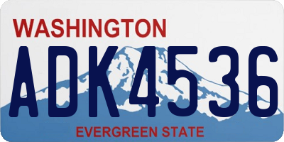 WA license plate ADK4536