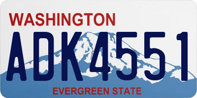 WA license plate ADK4551