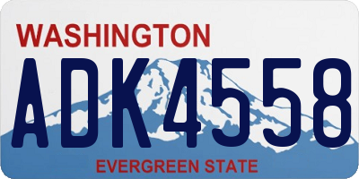 WA license plate ADK4558