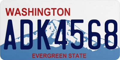 WA license plate ADK4568