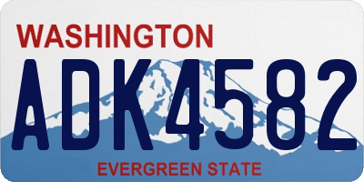 WA license plate ADK4582
