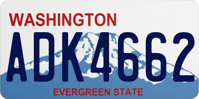WA license plate ADK4662