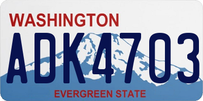 WA license plate ADK4703