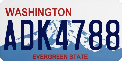 WA license plate ADK4788