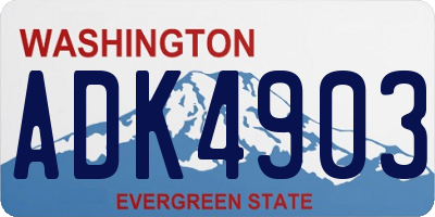 WA license plate ADK4903