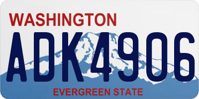 WA license plate ADK4906