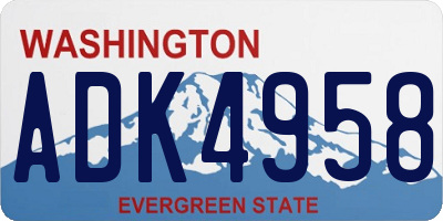 WA license plate ADK4958