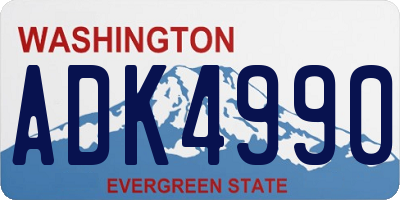 WA license plate ADK4990