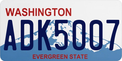 WA license plate ADK5007