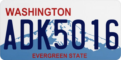 WA license plate ADK5016