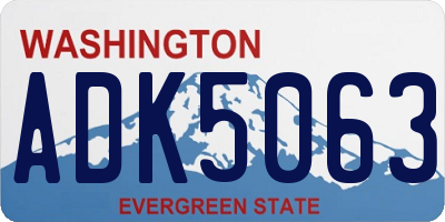 WA license plate ADK5063