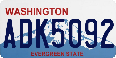 WA license plate ADK5092