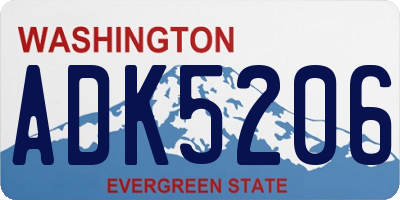 WA license plate ADK5206