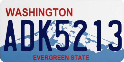 WA license plate ADK5213