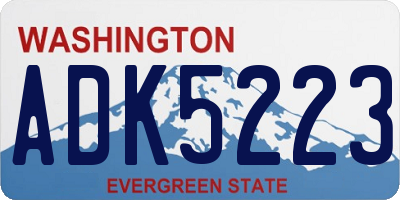 WA license plate ADK5223