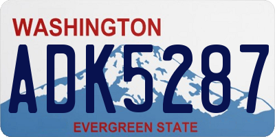 WA license plate ADK5287