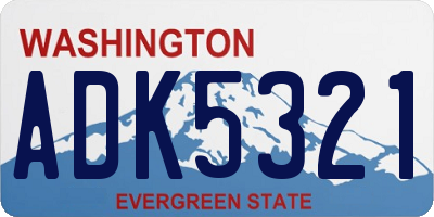 WA license plate ADK5321