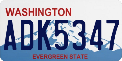 WA license plate ADK5347