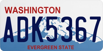 WA license plate ADK5367