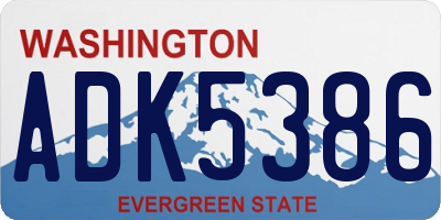 WA license plate ADK5386