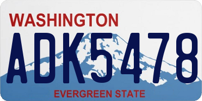 WA license plate ADK5478