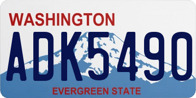 WA license plate ADK5490