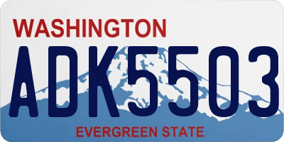 WA license plate ADK5503