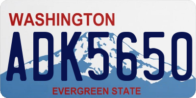WA license plate ADK5650