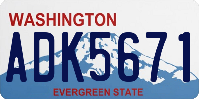 WA license plate ADK5671