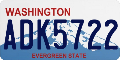 WA license plate ADK5722