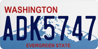 WA license plate ADK5747