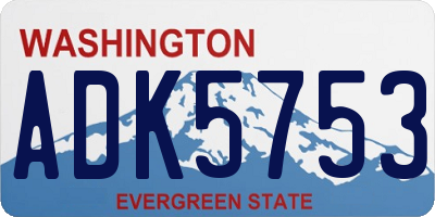 WA license plate ADK5753
