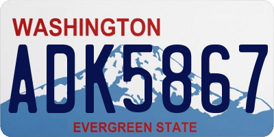 WA license plate ADK5867