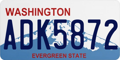 WA license plate ADK5872