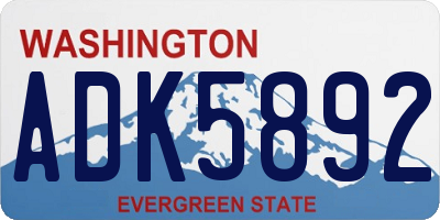 WA license plate ADK5892