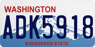 WA license plate ADK5918