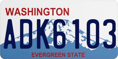 WA license plate ADK6103