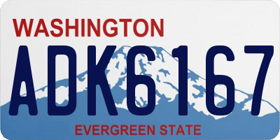 WA license plate ADK6167