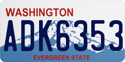 WA license plate ADK6353