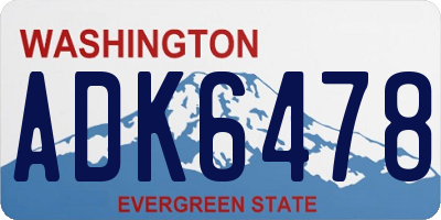 WA license plate ADK6478