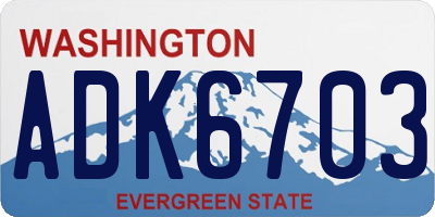 WA license plate ADK6703