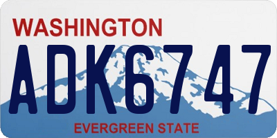 WA license plate ADK6747