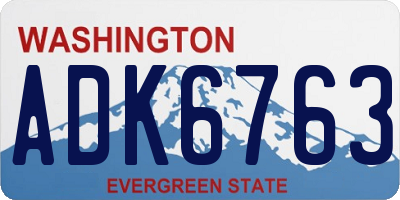 WA license plate ADK6763