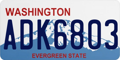 WA license plate ADK6803
