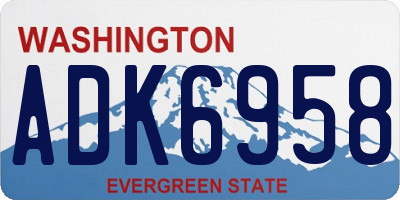 WA license plate ADK6958