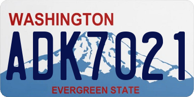 WA license plate ADK7021