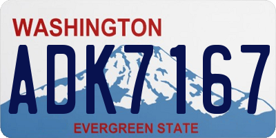 WA license plate ADK7167