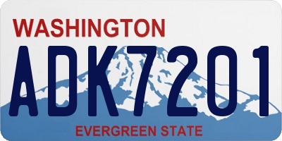 WA license plate ADK7201