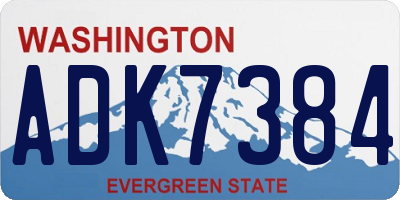 WA license plate ADK7384