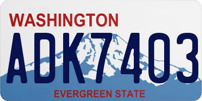 WA license plate ADK7403